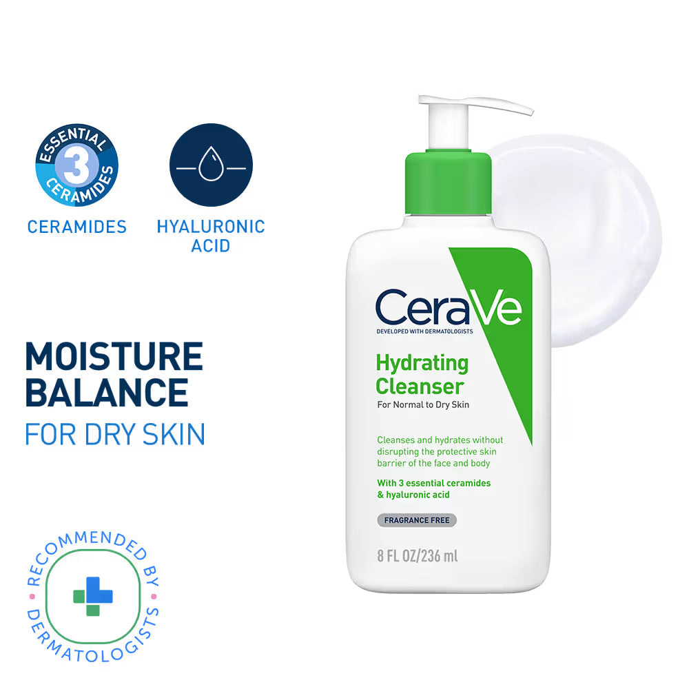 CeraVe Hydrating Cleanser Non-Foaming Face Wash for Dry skin