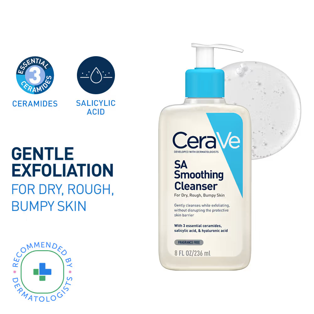 CeraVe SA Smoothing Cleanser For Dry, Rough & Bumpy Skin, Face wash
