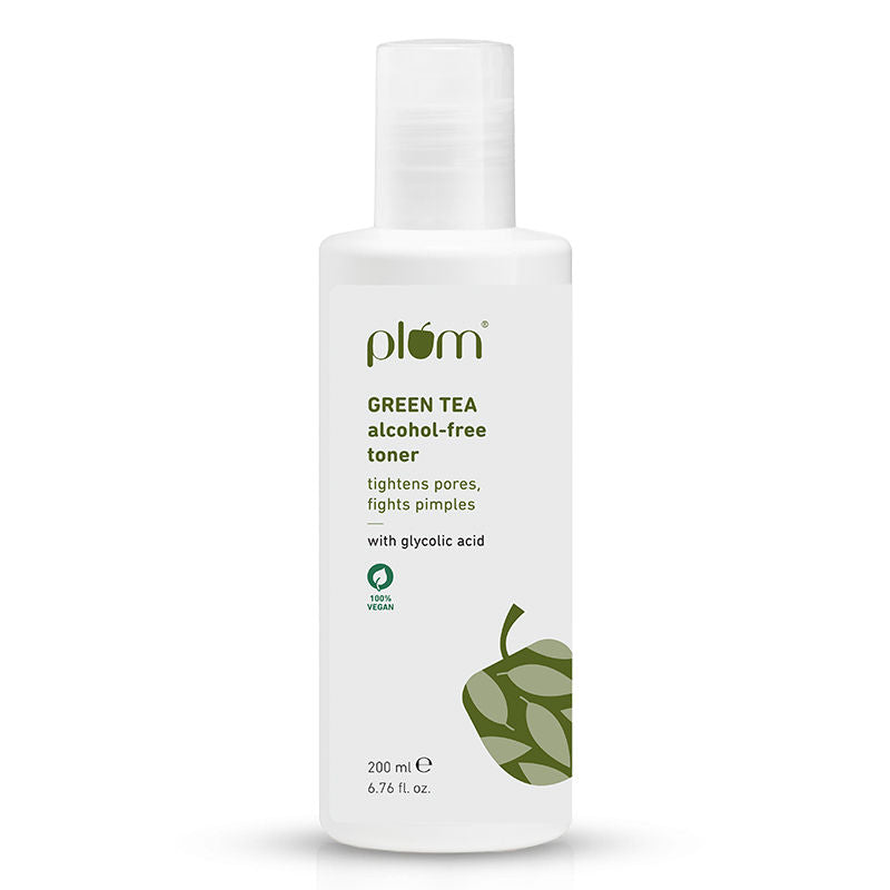 Plum Green Tea Toner with Glycolic Acid - Tightens Pores, Fights Pimples & Controls