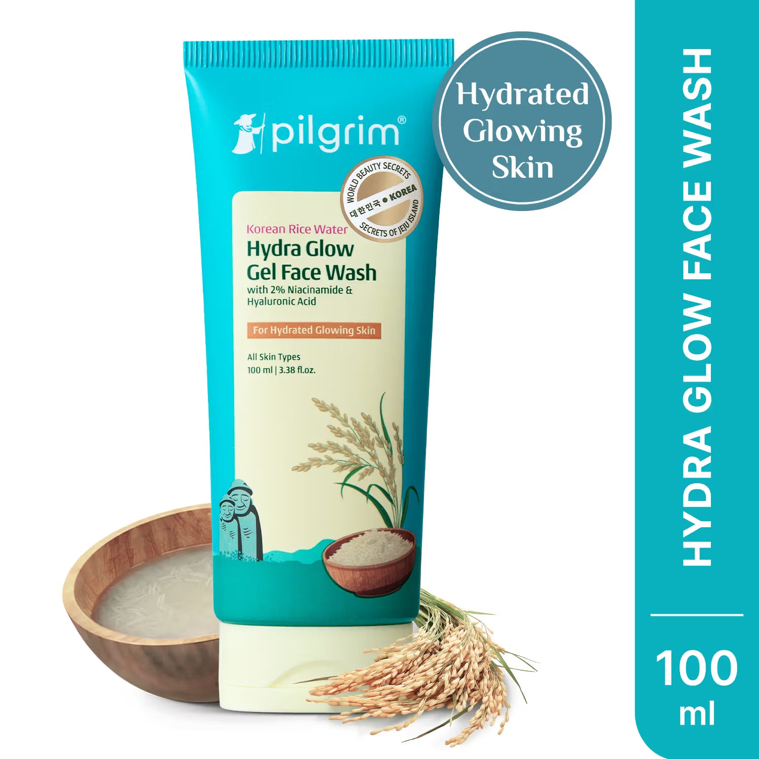 Pilgrim Korean Rice Water & 2% Niacinamide Hydra Glow Gel Face Wash