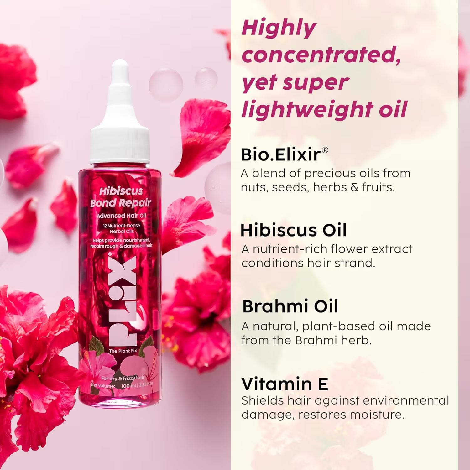 Plix Hibiscus Bond Repair Advanced Hair Oil, Shampoo & Conditioner