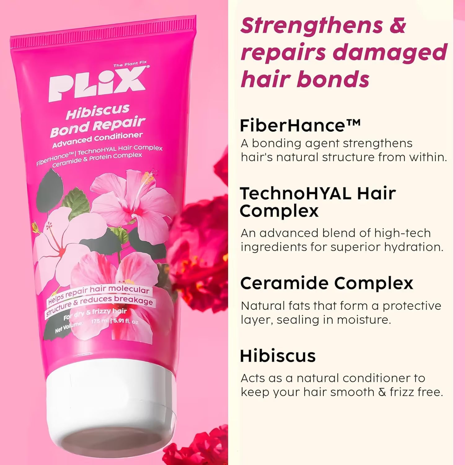 Plix Hibiscus Bond Repair Advanced Hair Oil, Shampoo & Conditioner