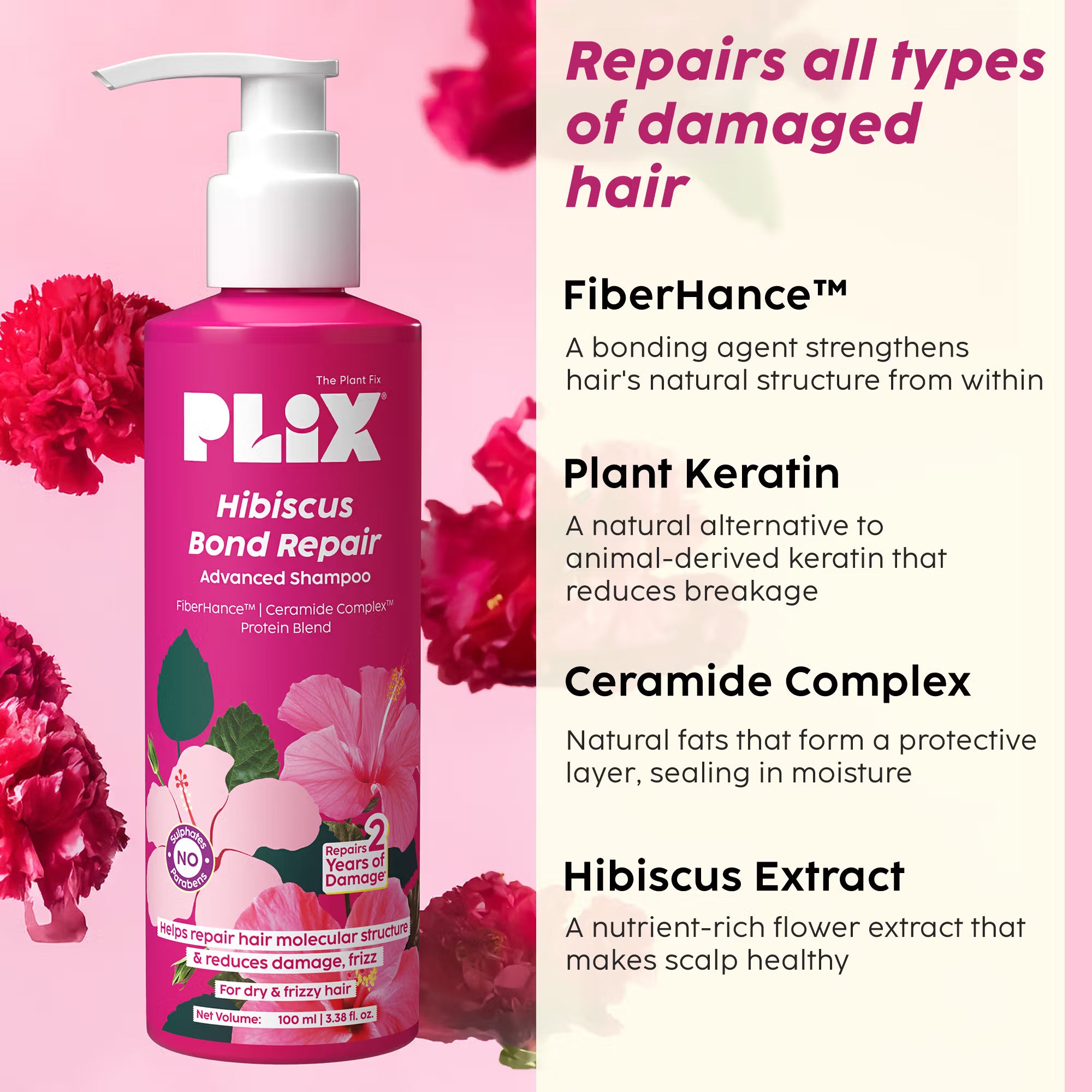 Plix The Plant Fix Hibiscus Bond Repair Advanced Shampoo & Conditioner