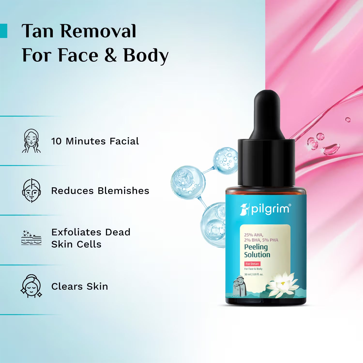 Pilgrim 25% AHA 2% BHA 5% PHA Face Peeling Solution Detan