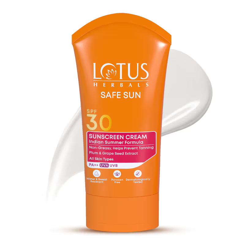 Lotus Herbals Safe Sun Sunscreen Cream PA++ UVA SPF-30 UVB Indian Summer Formula