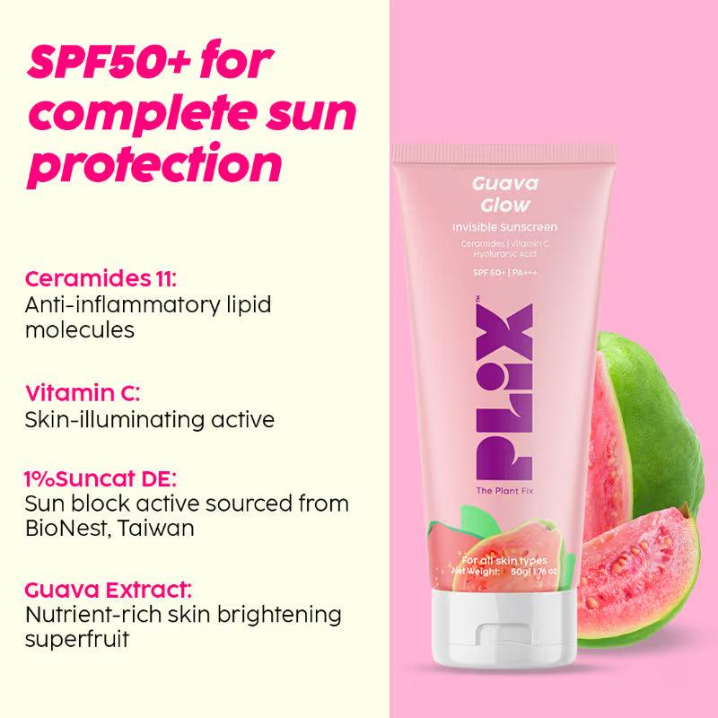 PLIX SPF 50+ Guava Glow Invisible Sunscreen