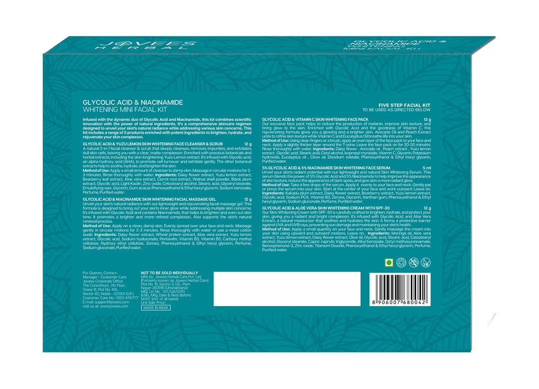 Jovees Herbal Glycolic Acid & Niacinamide Whitening Mini Facial Kit
