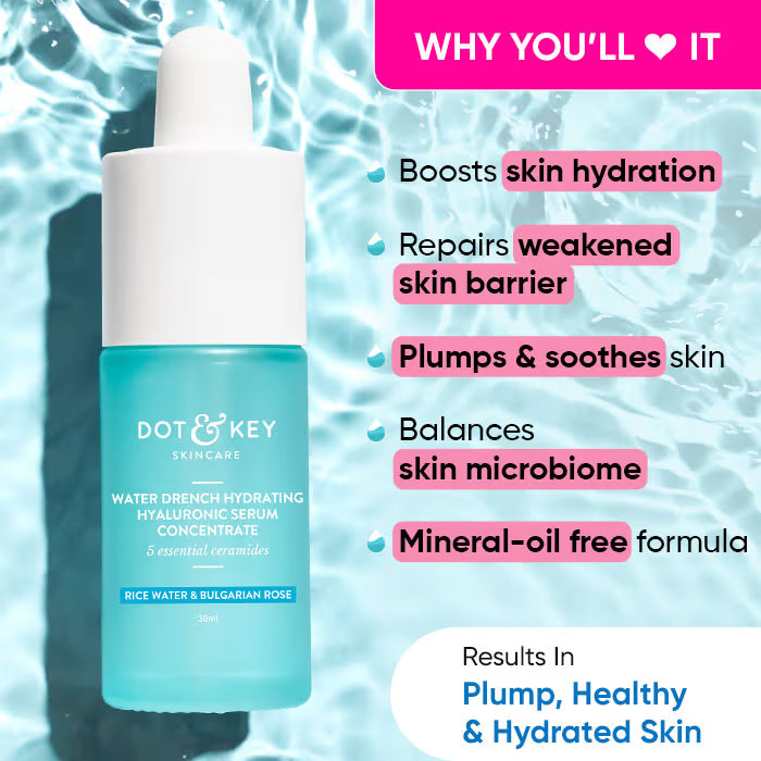 Dot & Key Water Drench Hyaluronic Serum with Ceramides, Intense Hydration
