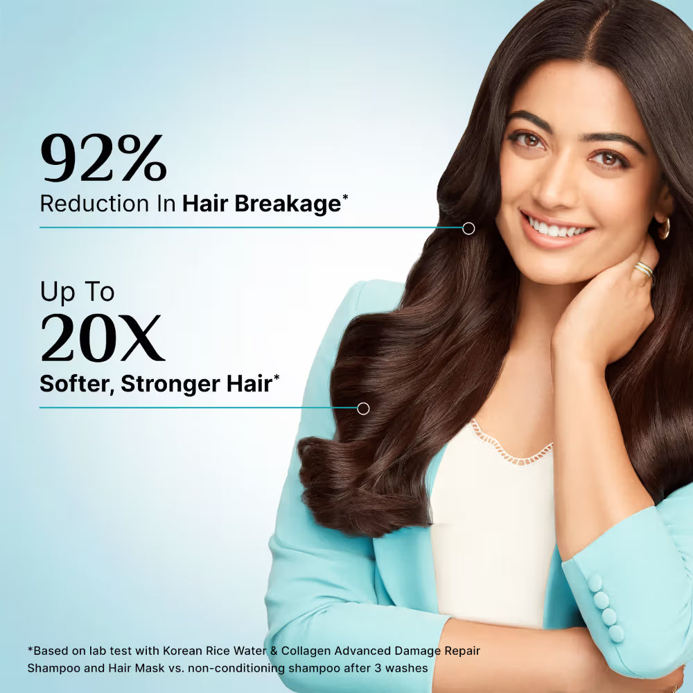 Pilgrim Korean Rice Water & Collagen Advance Damage Repair Shampoo For Dry Frizzy & Damaged Hair