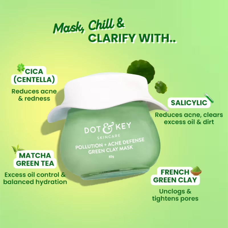 Dot & Key Anti-Acne Salicylic Green Clay Face Mask For Dark Spots Redution & Balances Oil