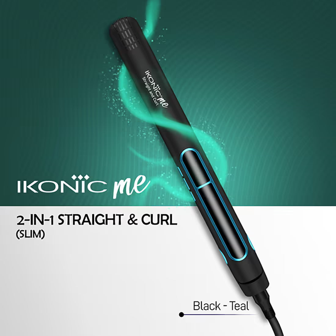 Ikonic Me 2 In 1 Straight and Curl Slim - Black